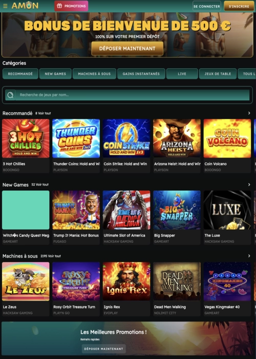 Collection jeux casino antique Amon Casino